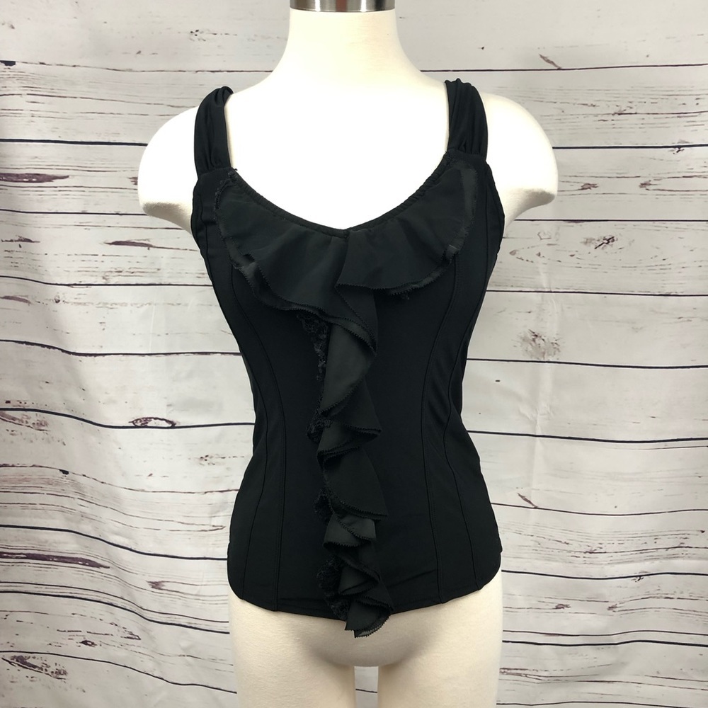 WHBM Black Ruffle Tank